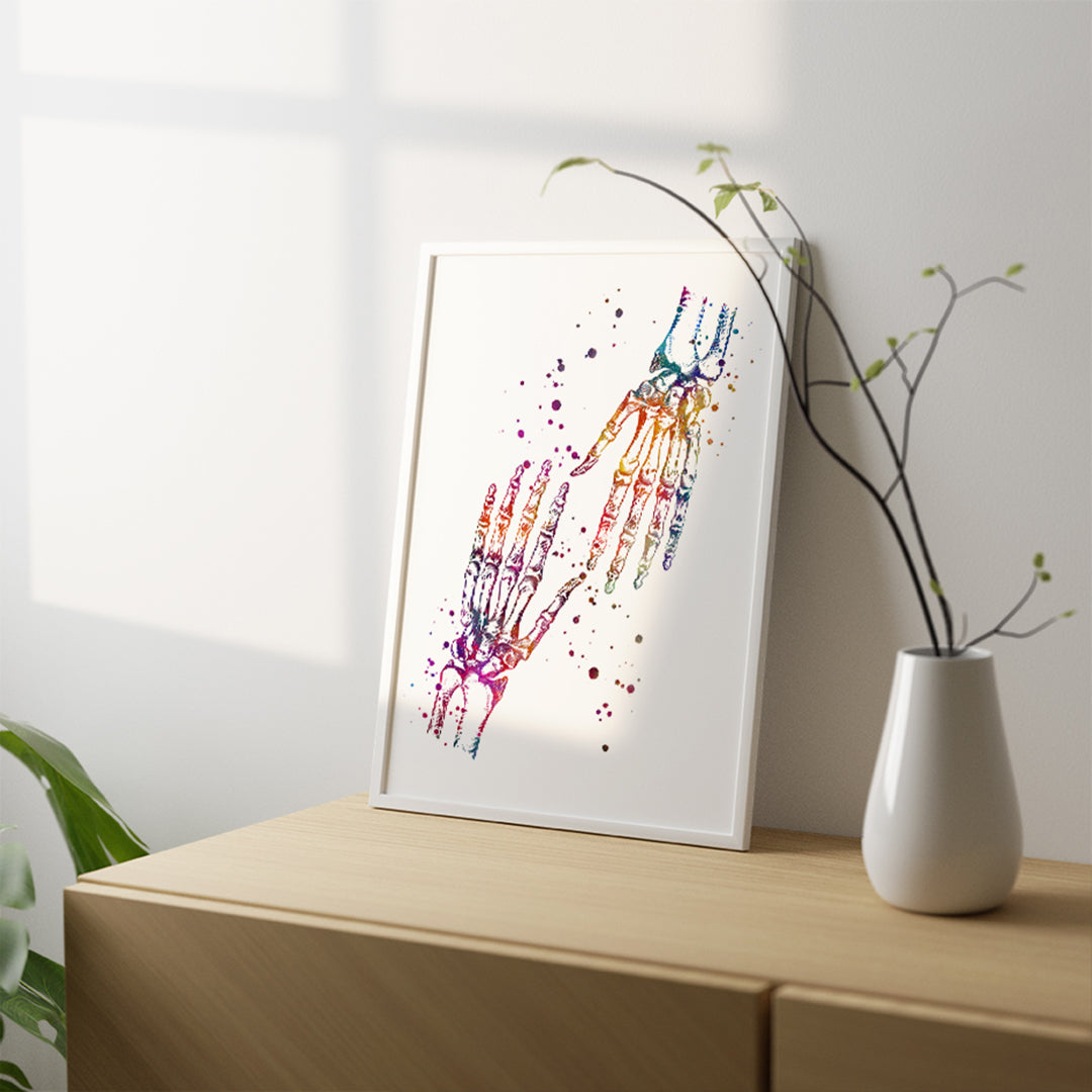 Human Palm Bones Anatomy Art Watercolor Print