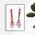 Hands anatomical watercolor print for physiotherapy clinic wall art decor