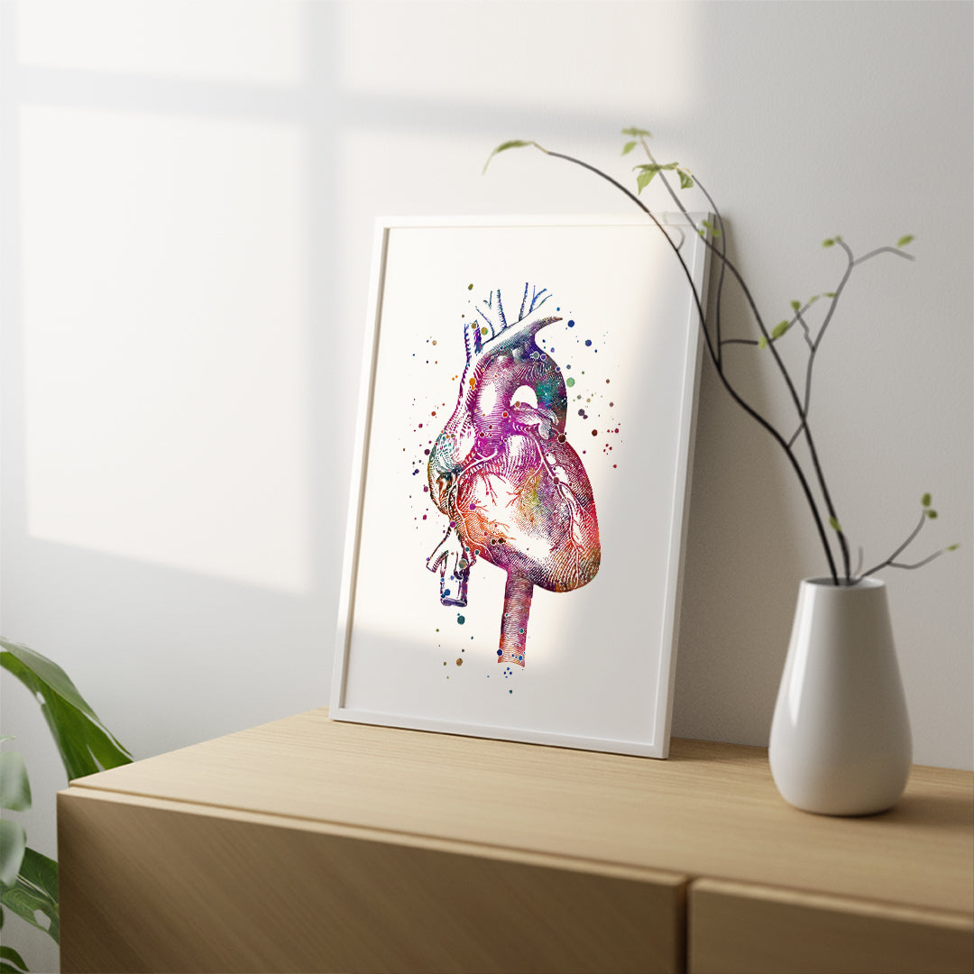 Vibrant Anatomy Art featuring an anatomical heart, ideal for medical posters and cardiology nurse gift ideas.