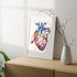 Detailed anatomical heart watercolor poster for anatomy classroom wall art