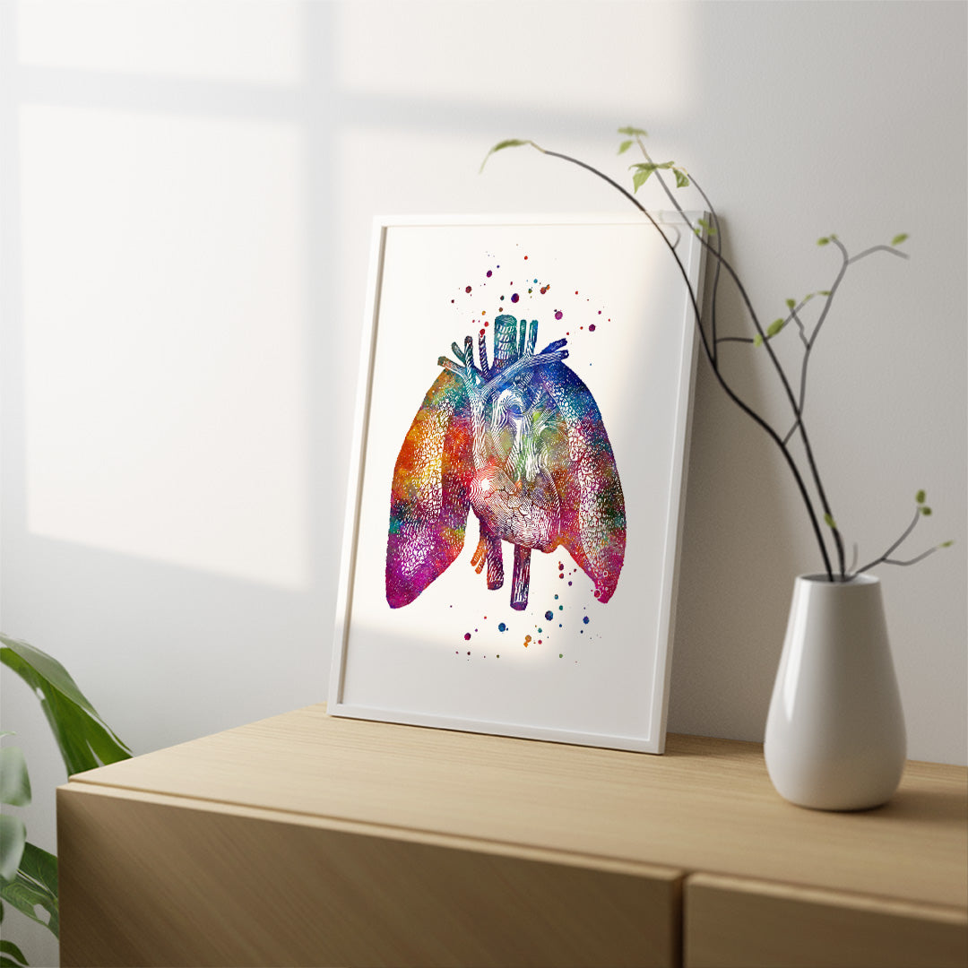 Medical lungs and heart art poster