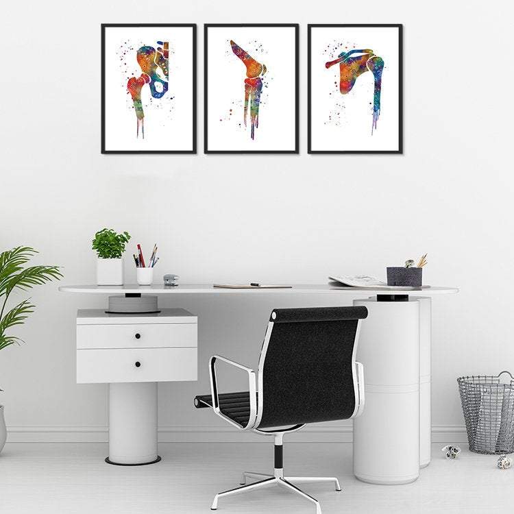 Hip Joint Knee and Shoulder Watercolor Prints Set of 3