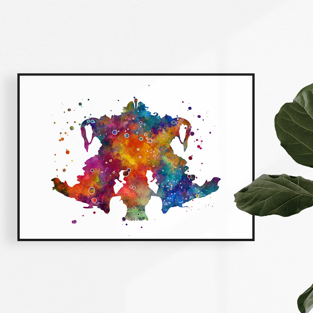 Rorschach Ink Blot Colorful Watercolor Art Print