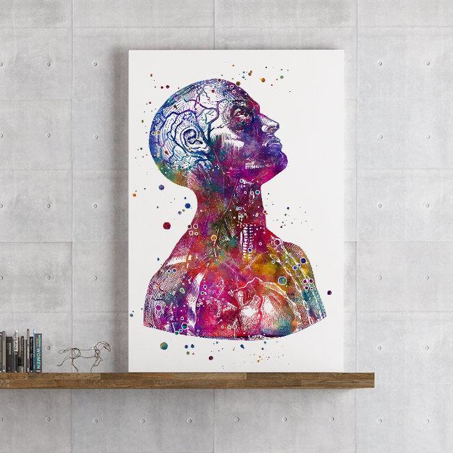 Head and Neck - Anatomy Art Watercolor Print