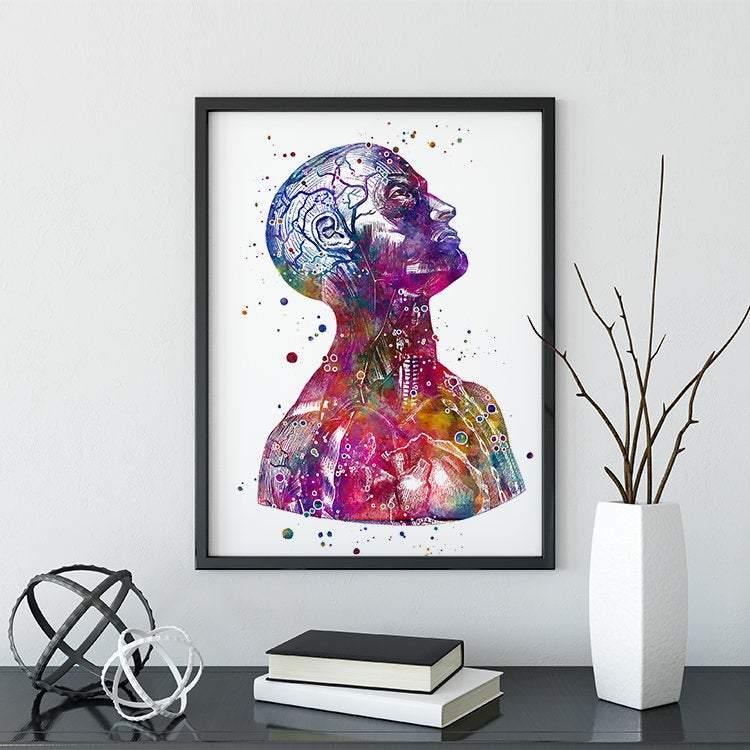 Head and Neck - Anatomy Art Watercolor Print