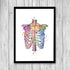 Human Chest Skeleton Rib Cage Anatomy Watercolor Art Print