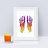 Colorful Watercolor Print - Human Foot Bones