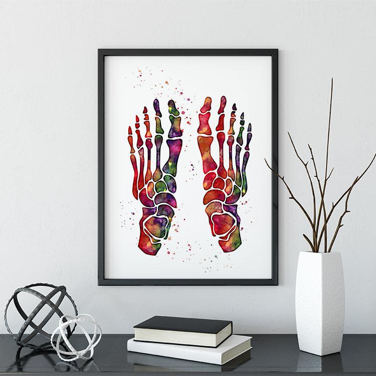 Human Foot Bones Watercolor Print Anatomy Art