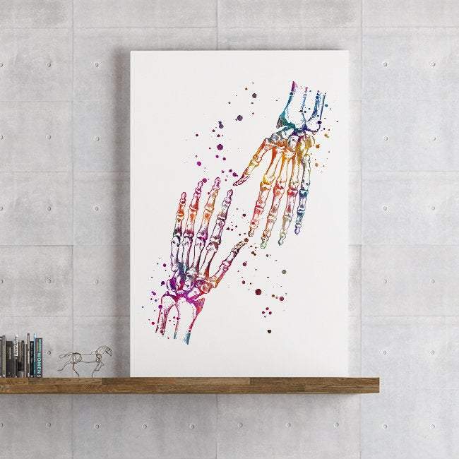 Human Palm Bones Anatomy Art Watercolor Print