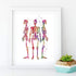 Human Skeletons Watercolor Print