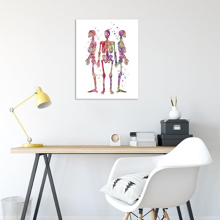 Human Skeletons Watercolor Print