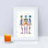 Human Skeletons Watercolor Art Print