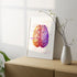 Detailed watercolor print of human brain anatomy, ideal for psychology office decor, adding scientific flair to the room