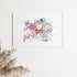 Watercolor print of human eye anatomy, featuring vibrant, detailed art for medical professionals.