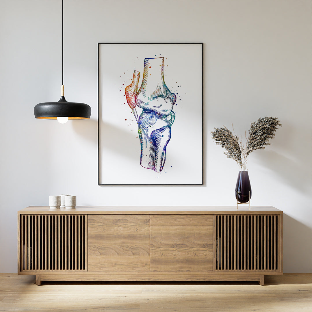Human Knee Anatomy Art Watercolor Print