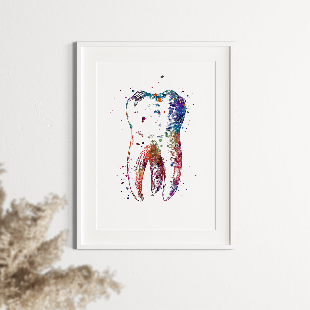 Tooth Watercolor Print – Modern Dental Office Wall Art