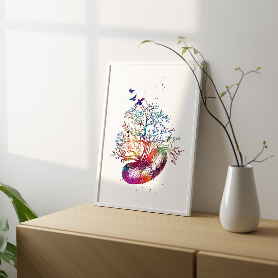 Kidney Tree Watercolor Print - Medical Art for Clinic Decor or Transplant Gift
