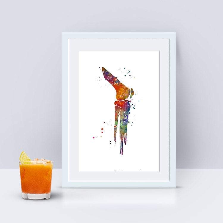 Knee Joint Watercolor Anatomy Art Print