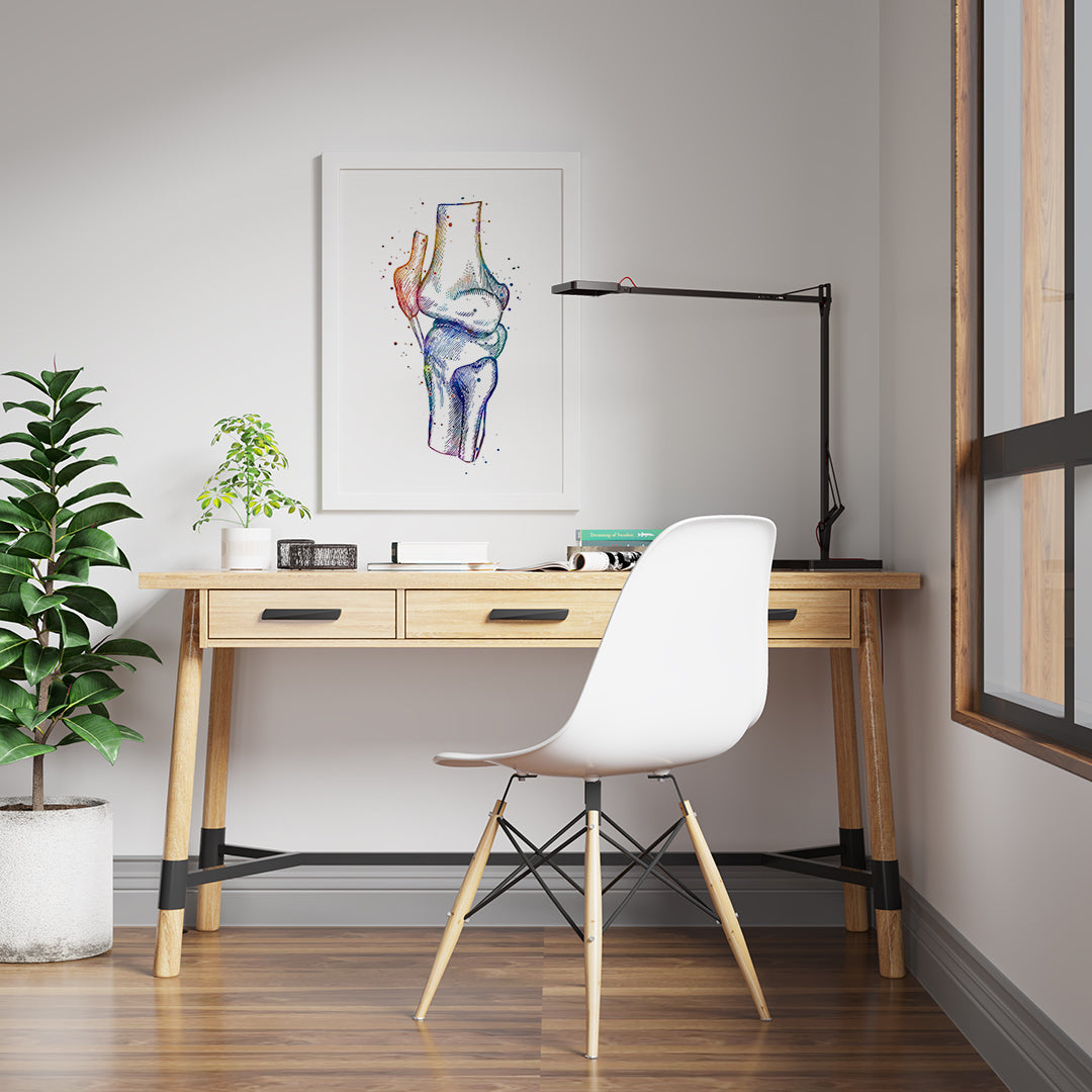 Human Knee Anatomy Art Watercolor Print