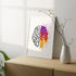 Dual-sided brain art print; left for logic, right for creativity, perfect for artistic and educational decor.