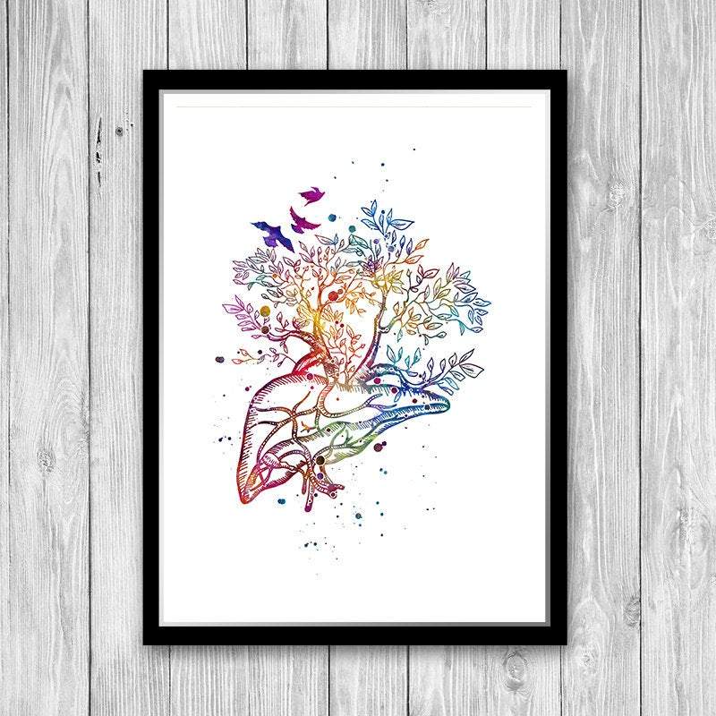 Liver Transplant Gift – Symbolic Watercolor Anatomy Print