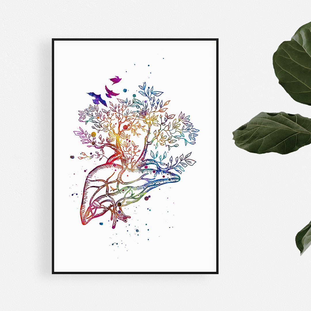 Liver Transplant Gift – Symbolic Watercolor Anatomy Print