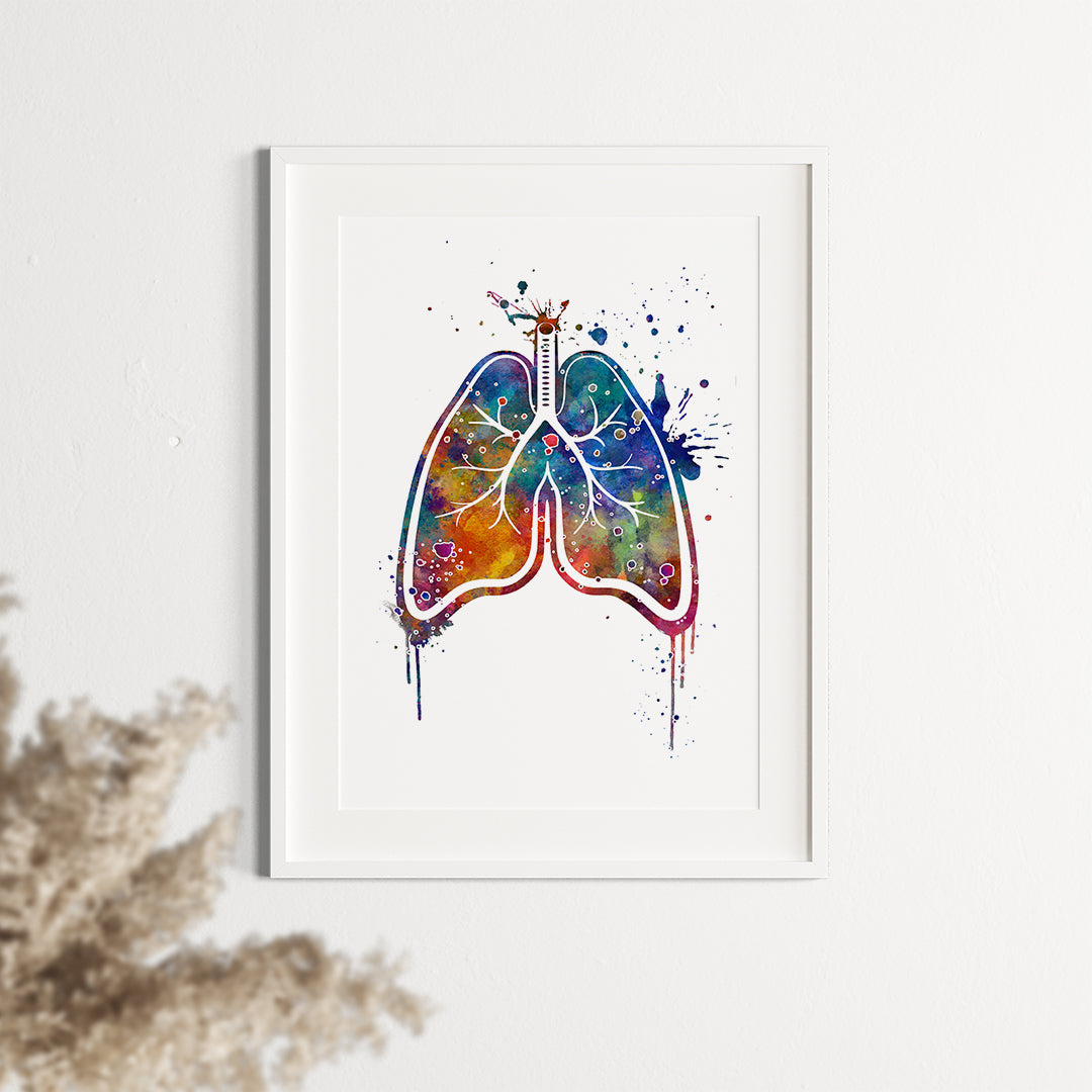 Colorful Human Lung Anatomy Watercolor Print - Medical Art for Doctors