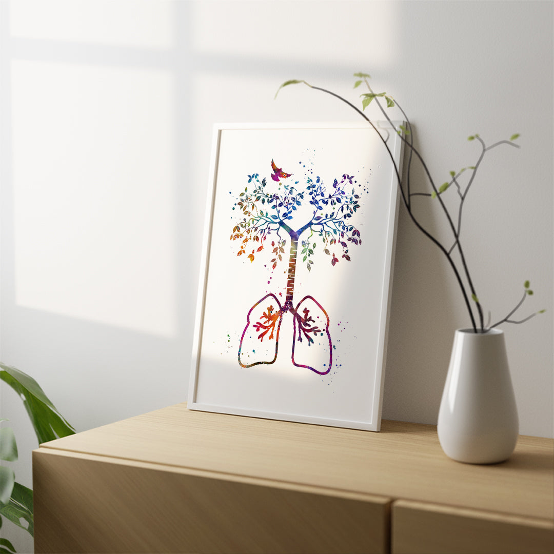 Lungs Tree of Life - Colorful Watercolor Art Print