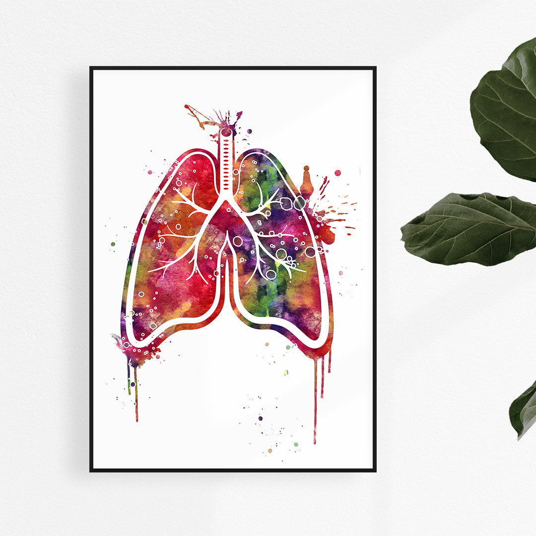 Human Lungs Splash Watercolor Art Print