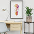 Vibrant watercolor print of heart and brain joined by DNA molecule, in yellow, orange, and red, printed on high-quality art paper