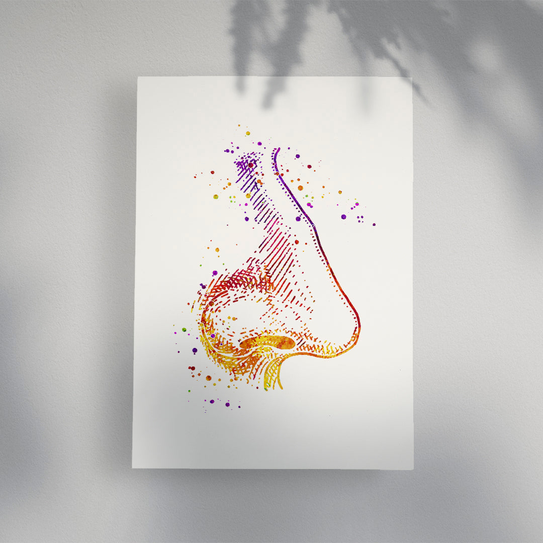 Human Nose Anatomy Art Watercolor Print