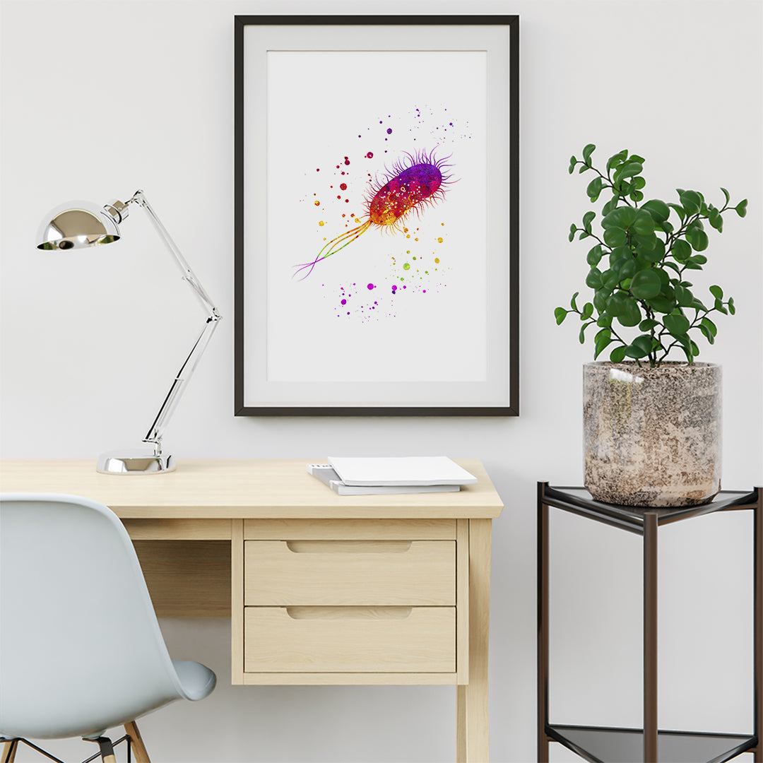 Escherichia coli Watercolor Art Print Microbiology Art