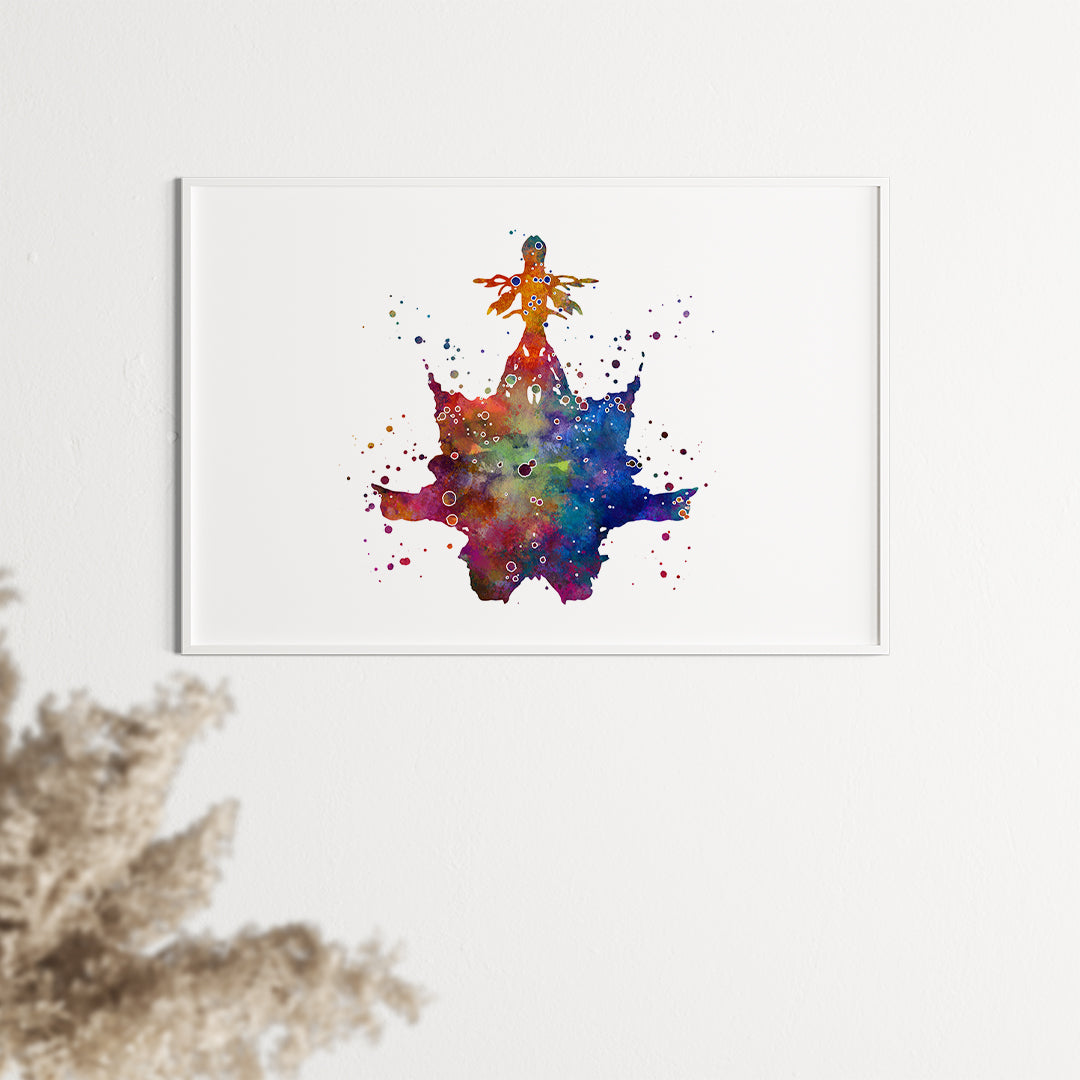 Inspiring Rorschach watercolor art print for psychology office or student gift