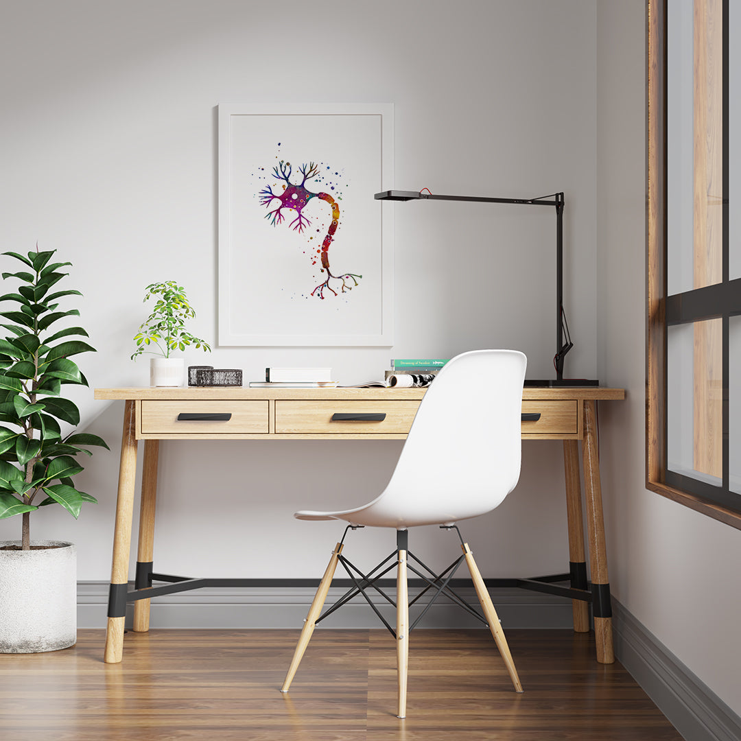 Nerve Cell Colorful Watercolor Art Print