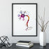 Stylized watercolor of a nerve cell, perfect for educational settings or neuron-inspired home decor.