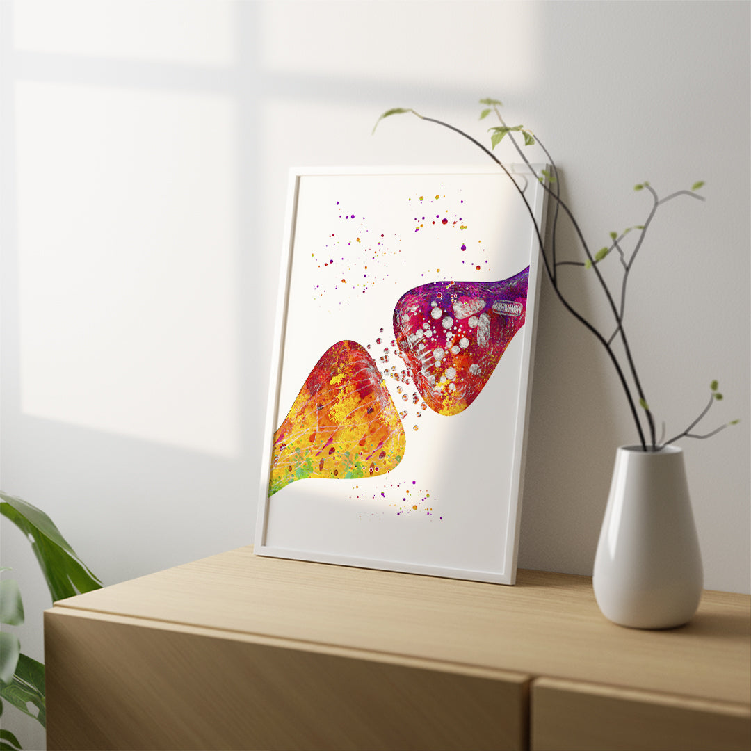 Neurotransmitter Watercolor Print Neuronal Receptors Synapses