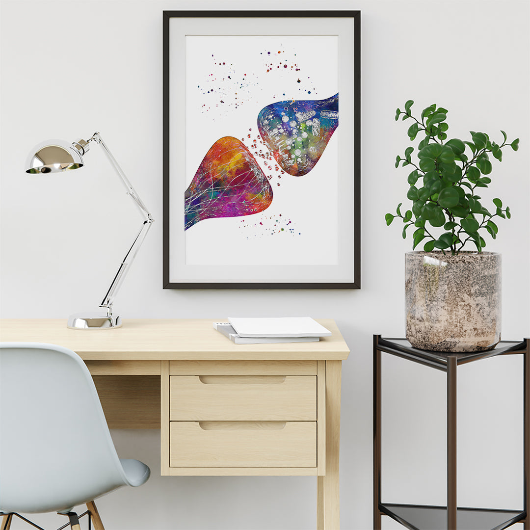 Synapses Watercolor Print Neuroscience Art