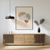 Minimalist brain line art print displayed in a modern neutral room