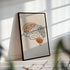 Framed one line brain anatomy print in a black wooden frame