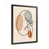 Minimalist kidney line art in a black wooden frame with no mat.