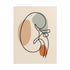 Minimalist kidney line art as an unframed paper print on a wooden surface.