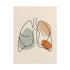 Minimalist one line lungs illustration with muted green and terracotta shapes on a beige background