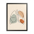 One line lungs artwork displayed in a black frame against a light background