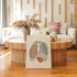 Minimalist rib cage line art displayed in a neutral living room.