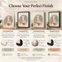 Four finish options for one line rib cage art: unframed print, framed print, stretched canvas and framed canvas.