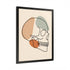 Minimalist skull line art in a black wooden frame with no mat.