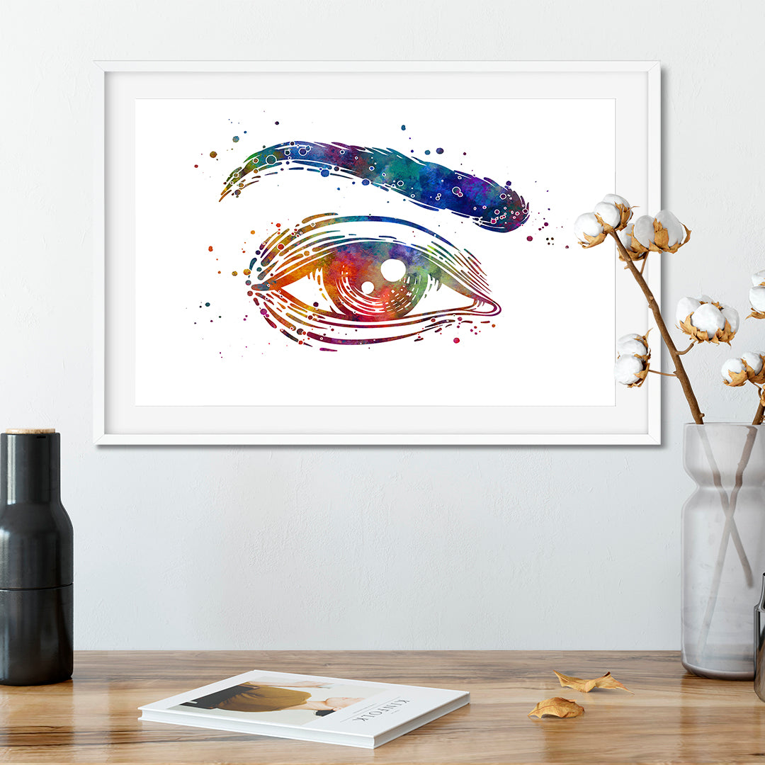 Eye and eyebrow watercolor anatomy print, designed for medical professionals and enthusiasts