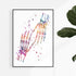 Human hand bones multicolored watercolor print. Orthopedic surgeon gift idea.