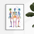 orthopedy clinic decor, watercolor skeletons print