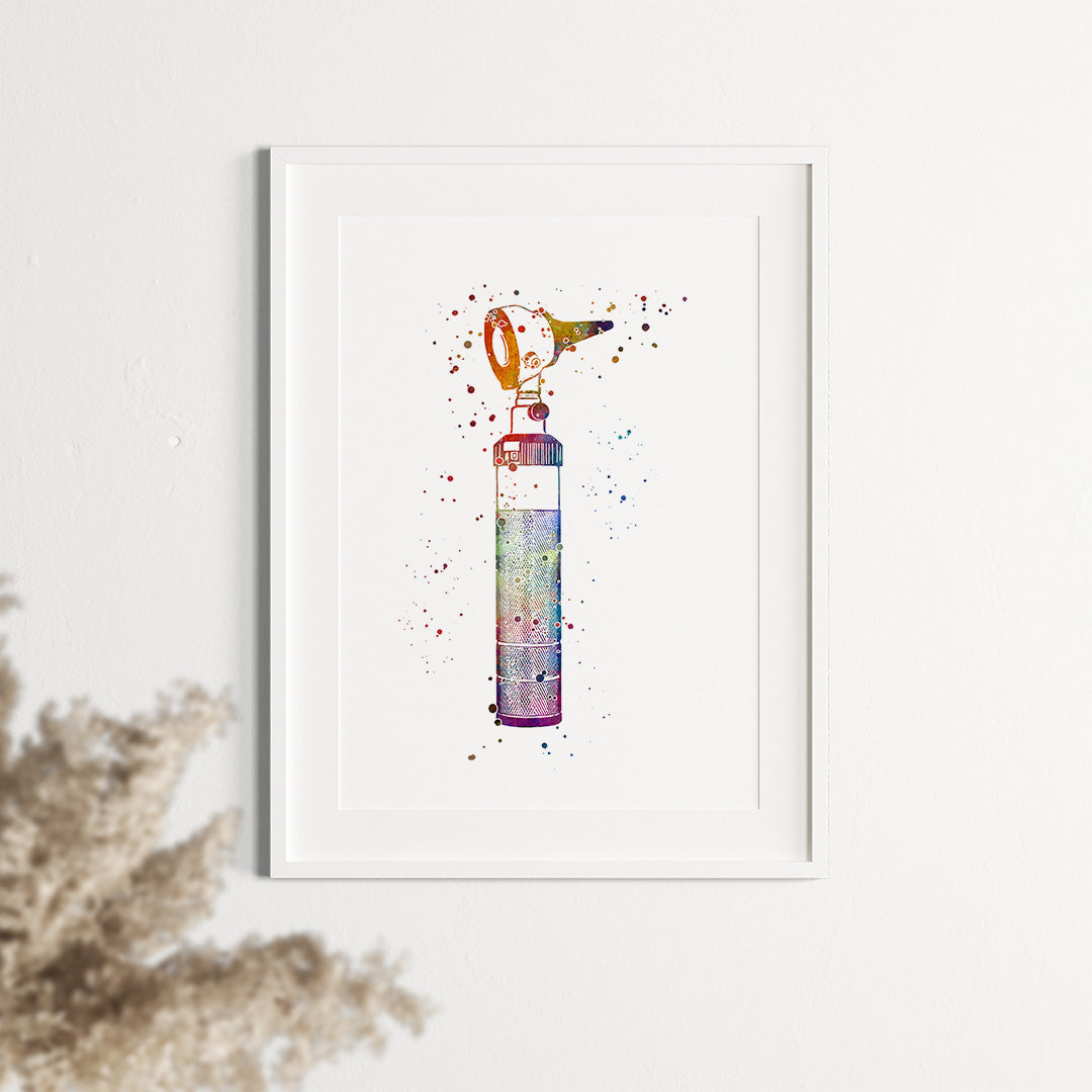 Watercolor otoscope print for ENT clinic wall decor.